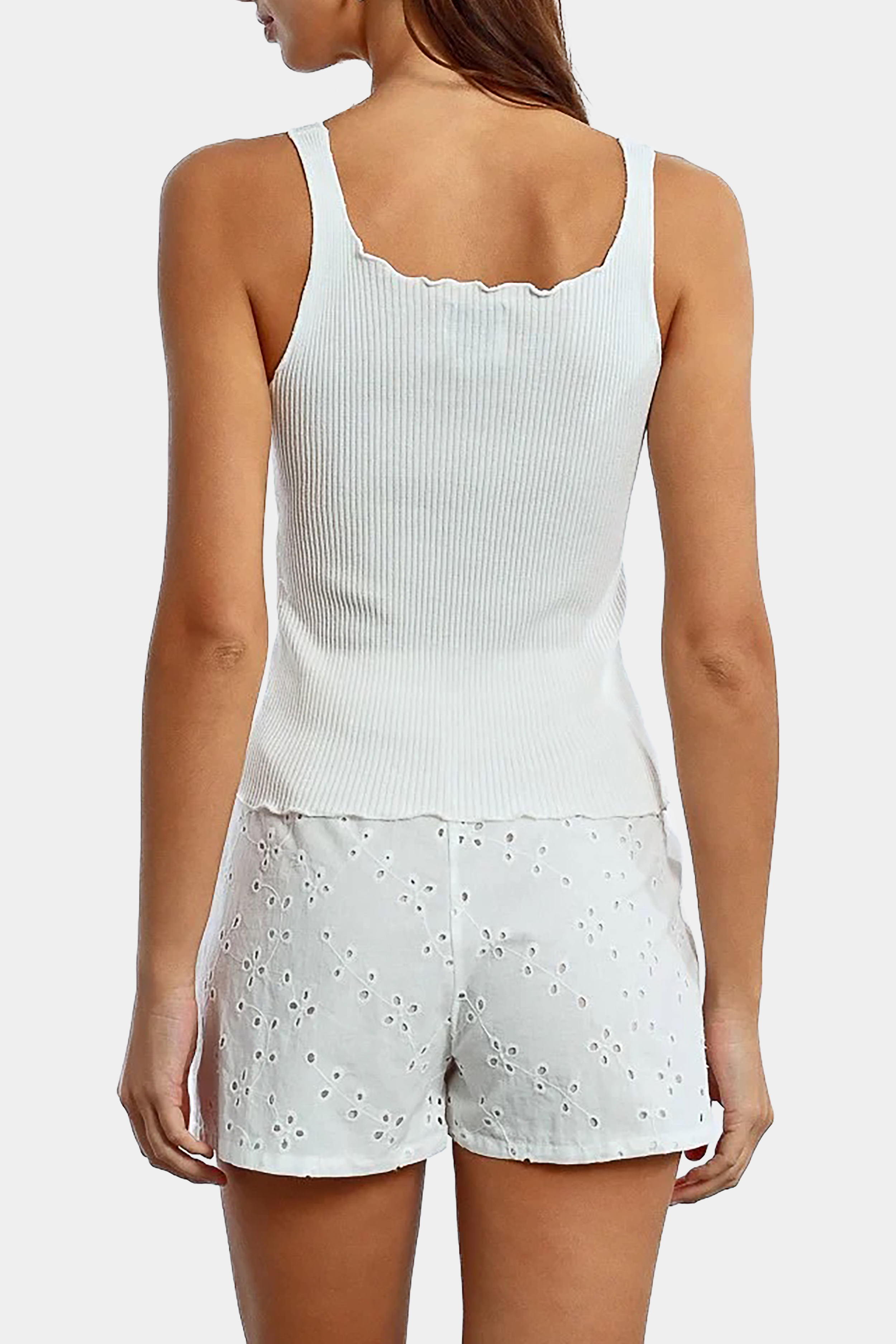 Lettuce Edge Singlet in White