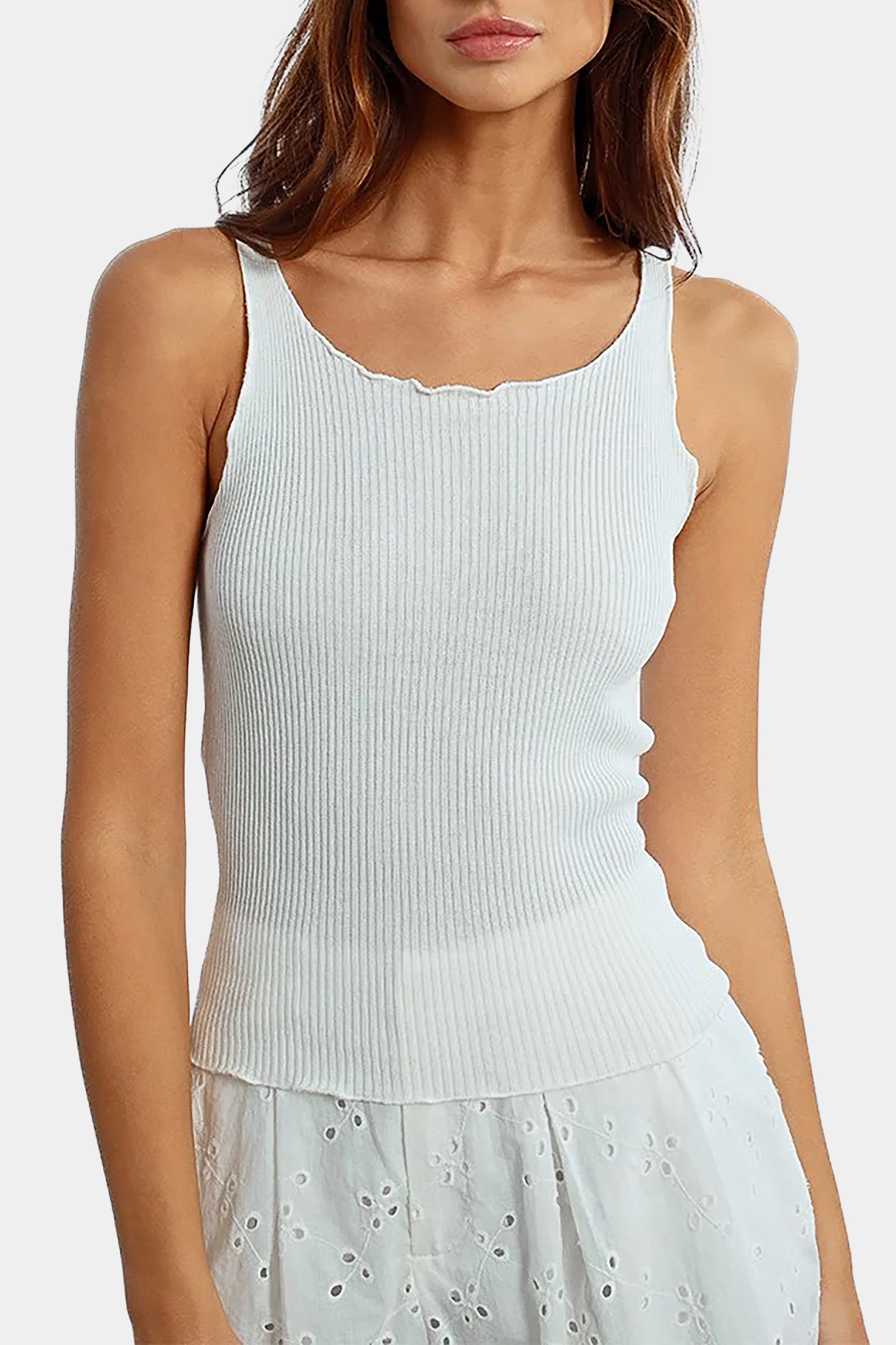 Lettuce Edge Singlet in White