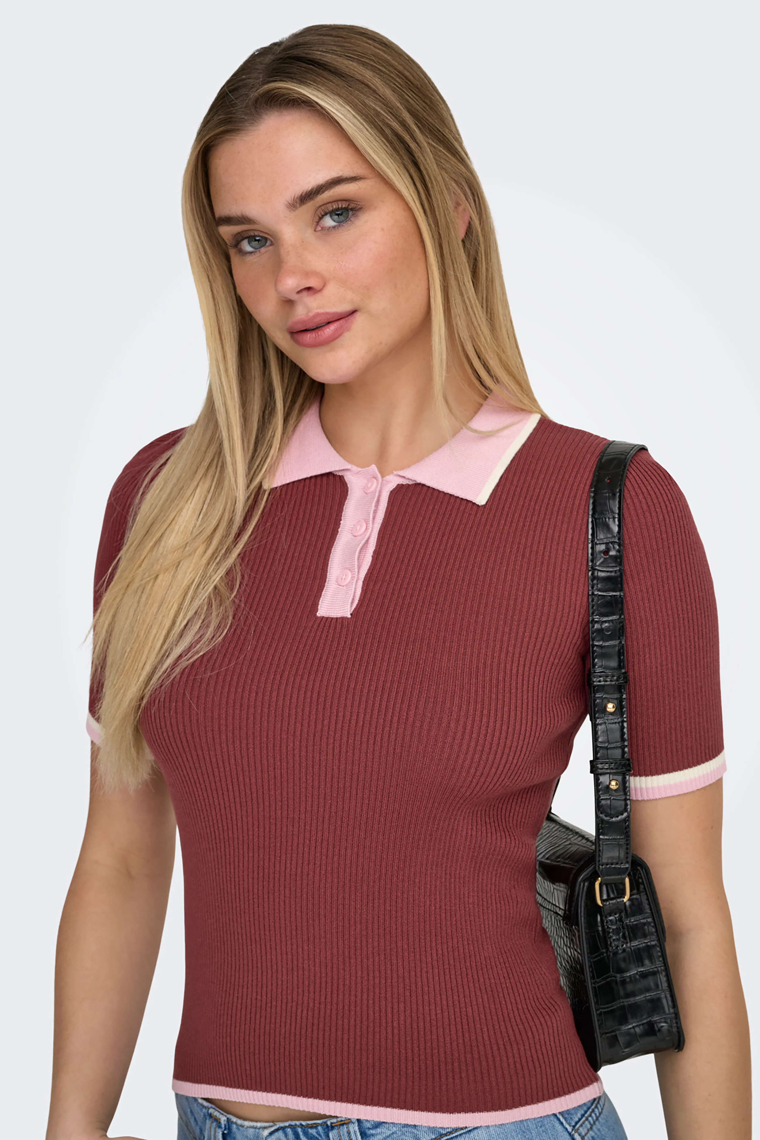 Meddi Contrast Polo in Spiced Apple