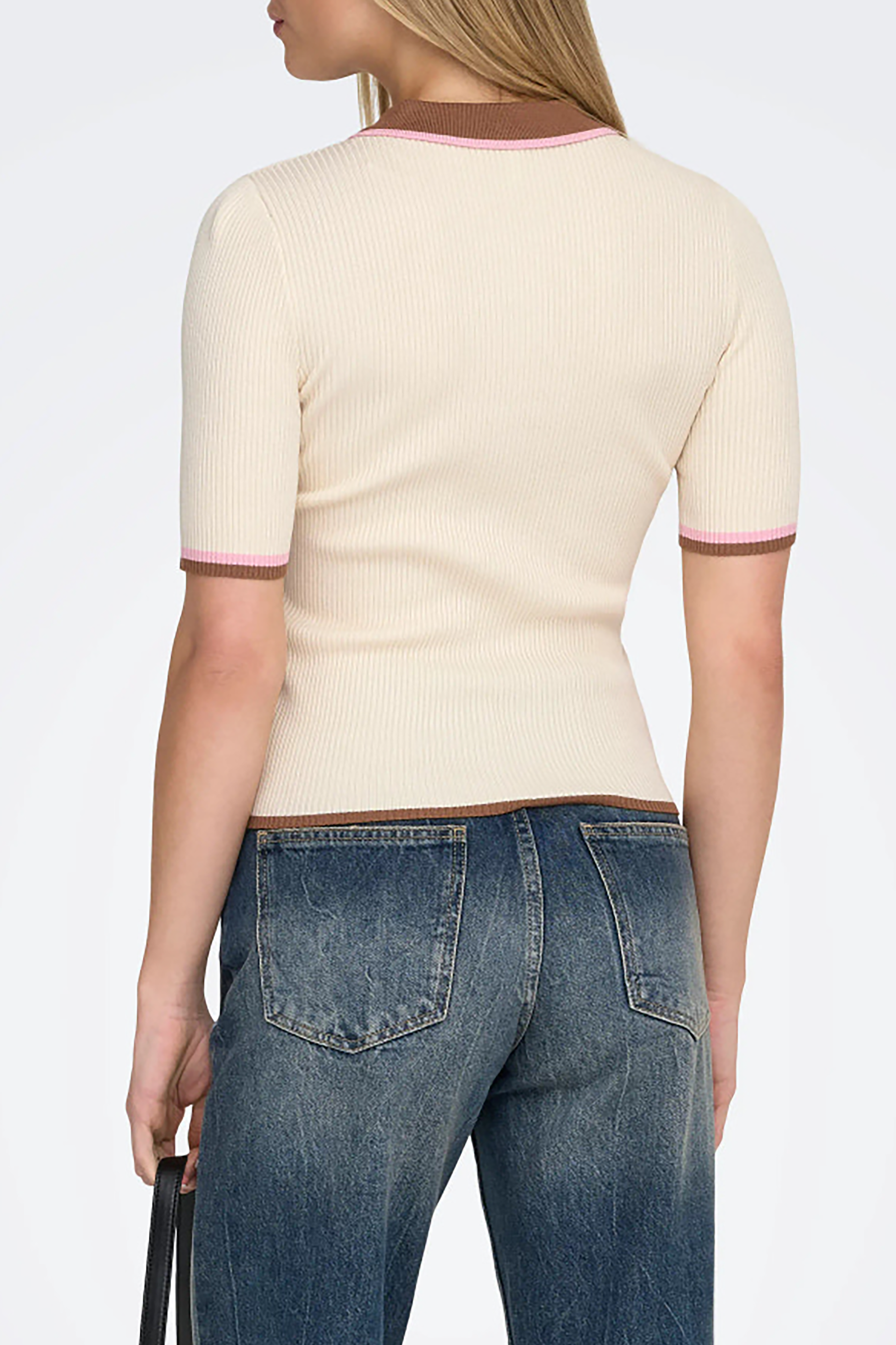 Meddi Contrast Polo in Birch Toasted