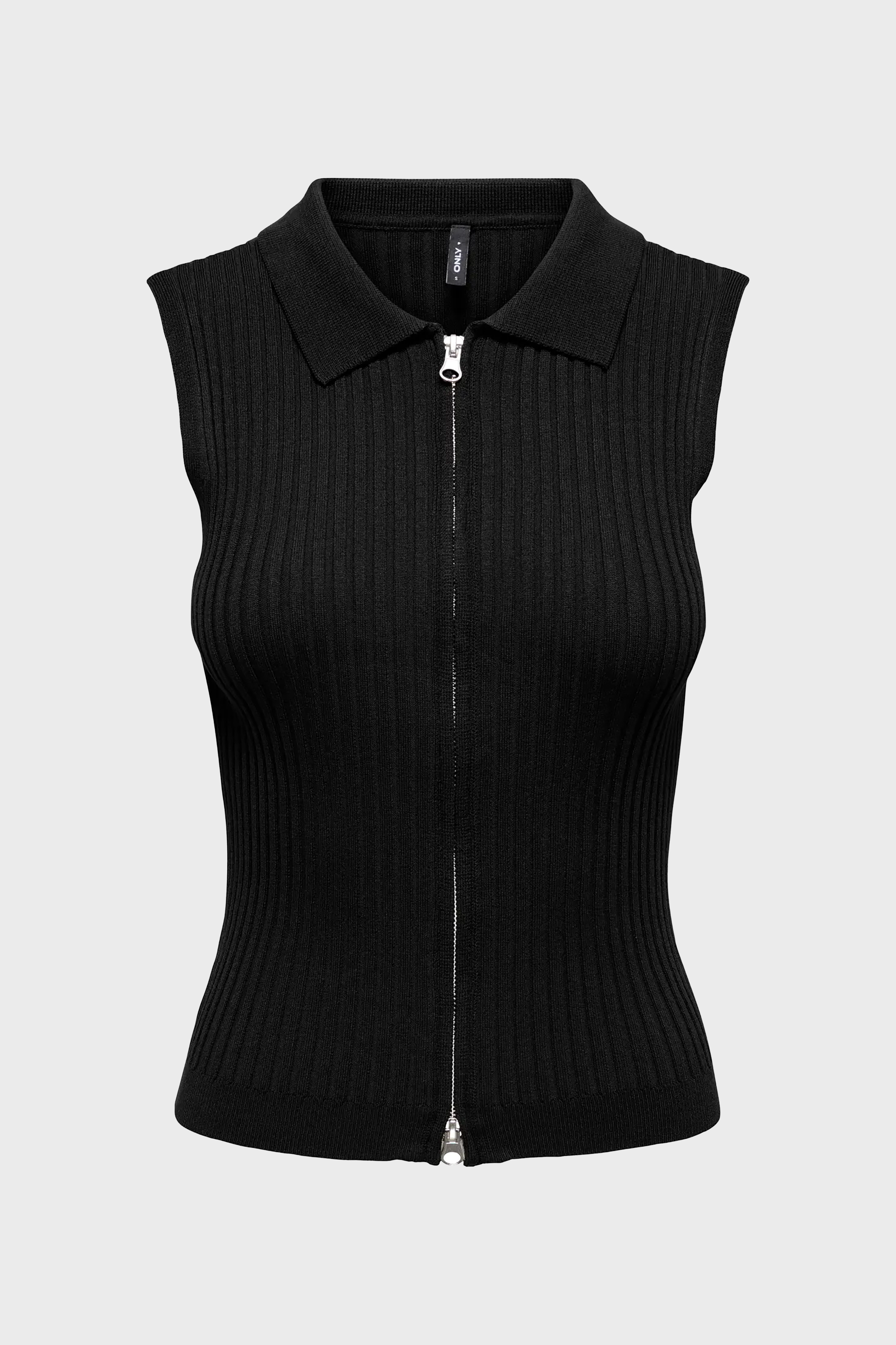 Meddi Sleeveless Zip Cardigan in Black