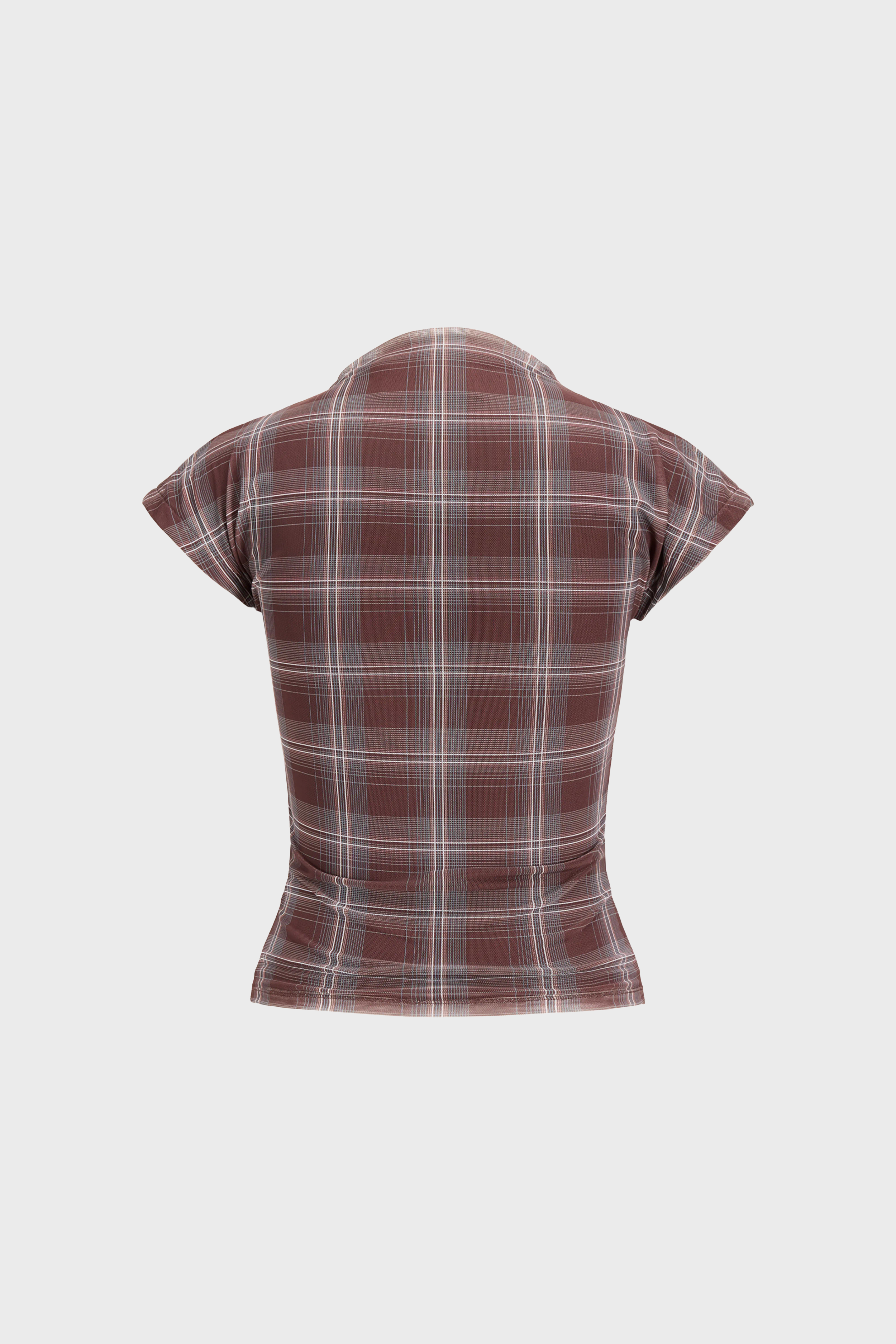 Minna Mesh High Neck Top in Checks