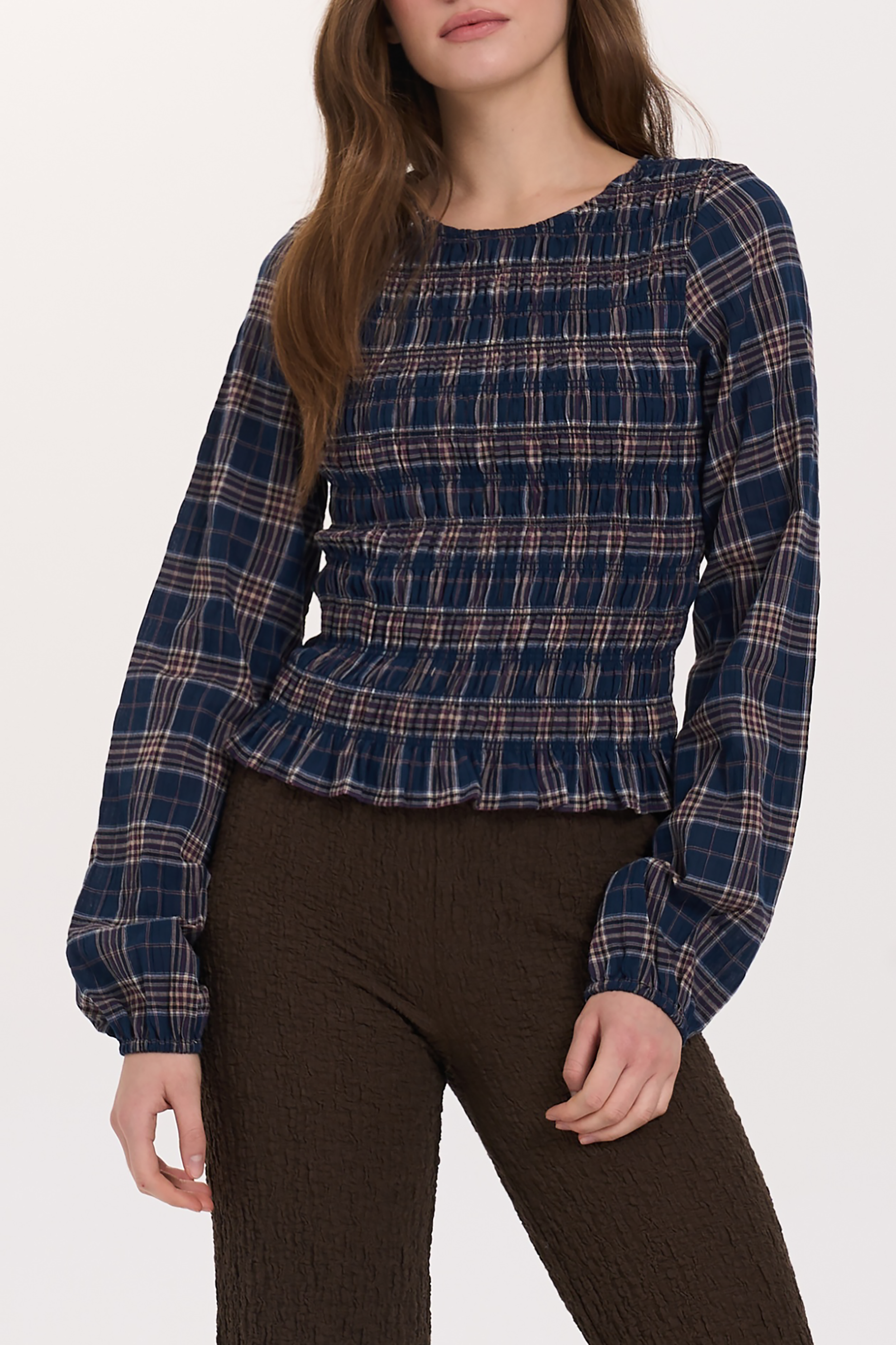 Tartan Smocked Top