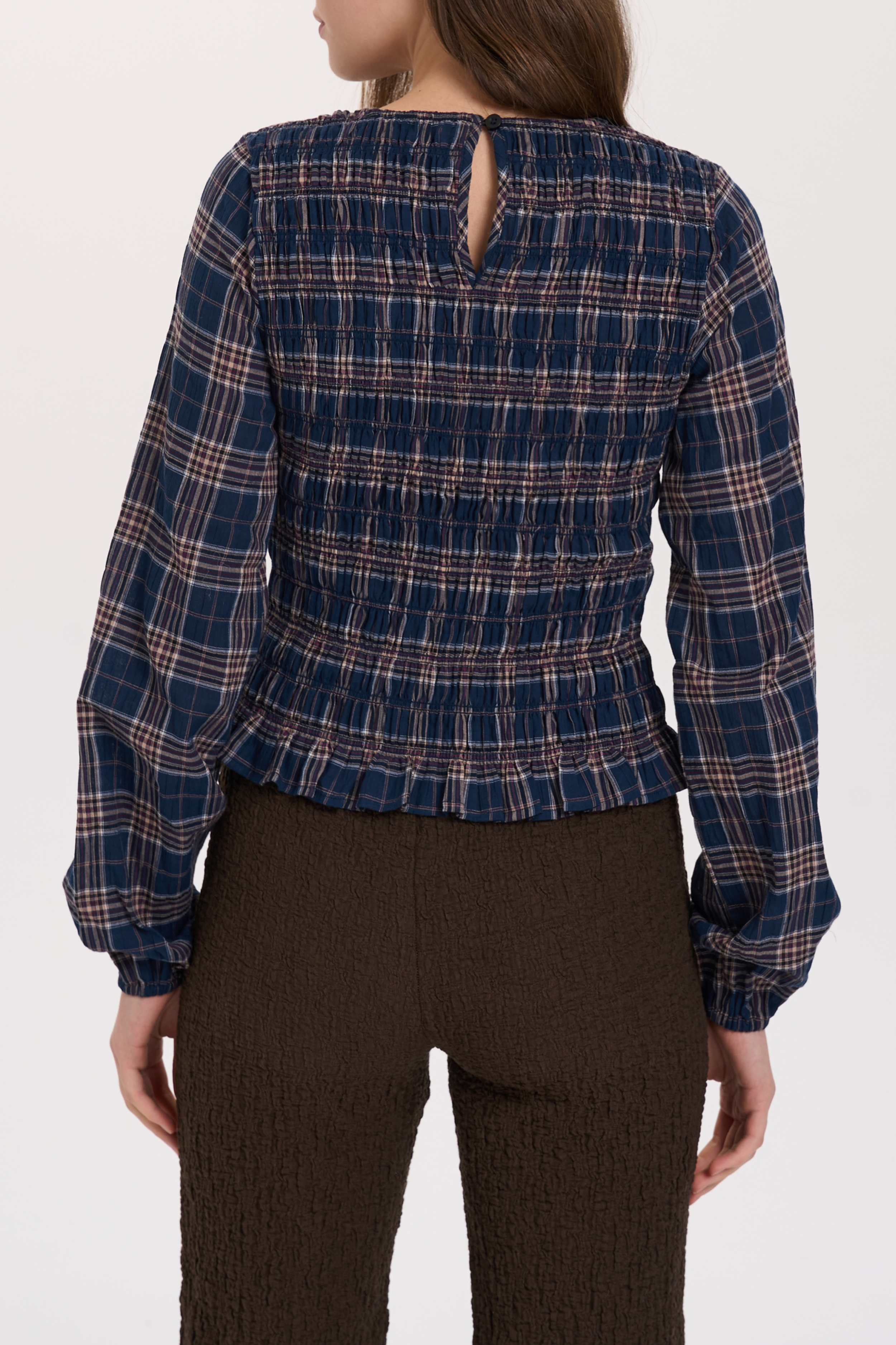 Tartan Smocked Top