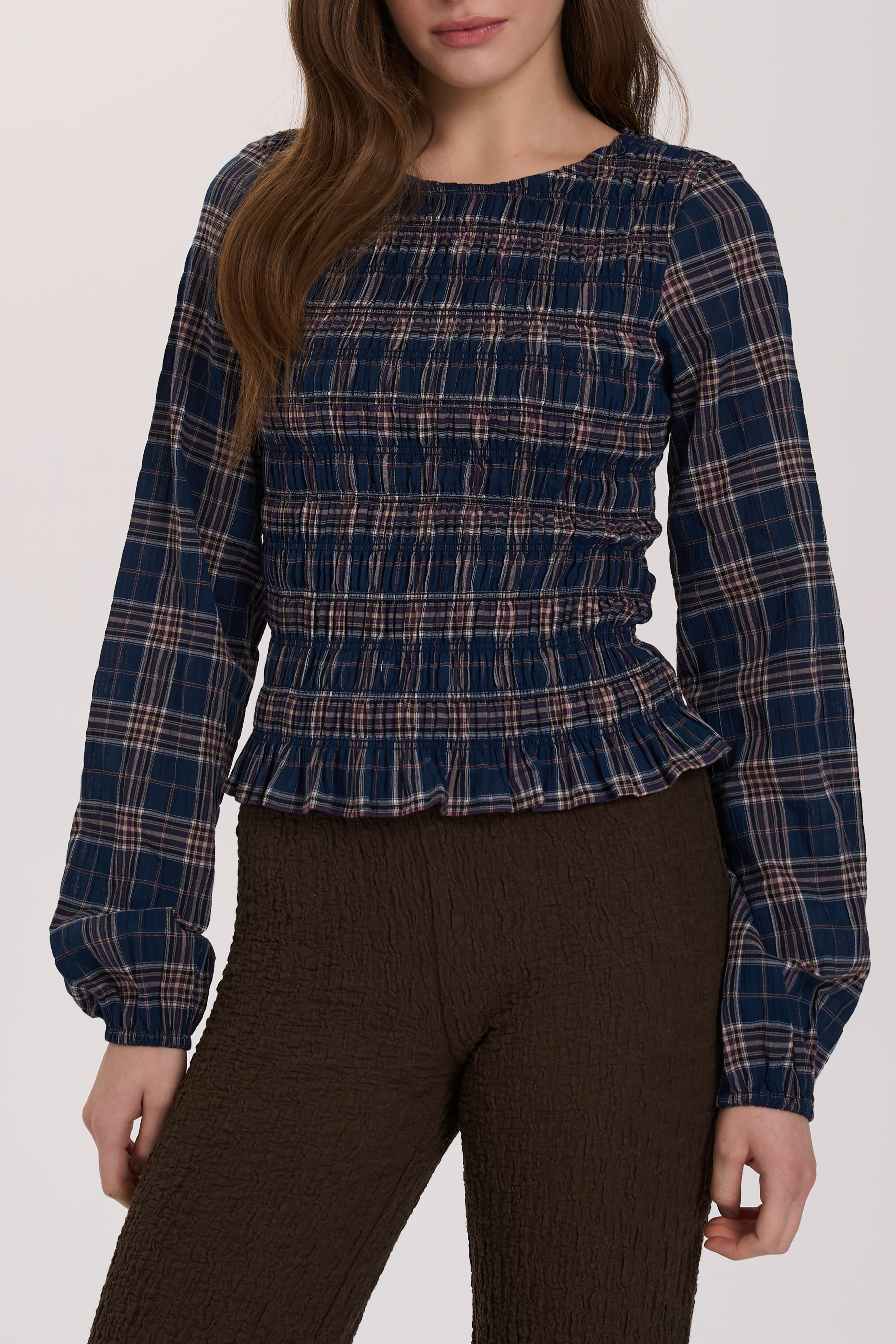 Tartan Smocked Top