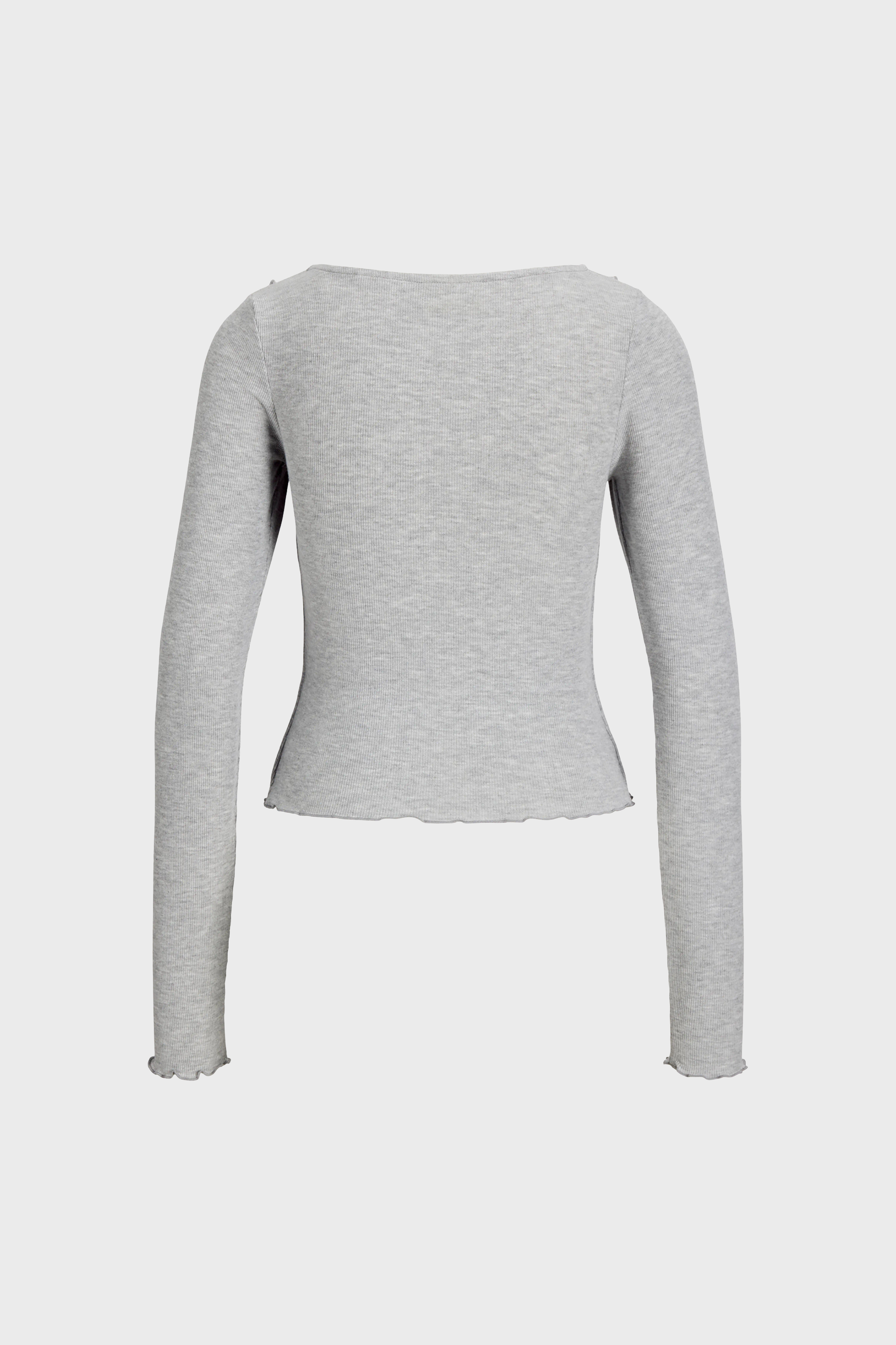 Uma L/S Bow Top in Light Grey Melange