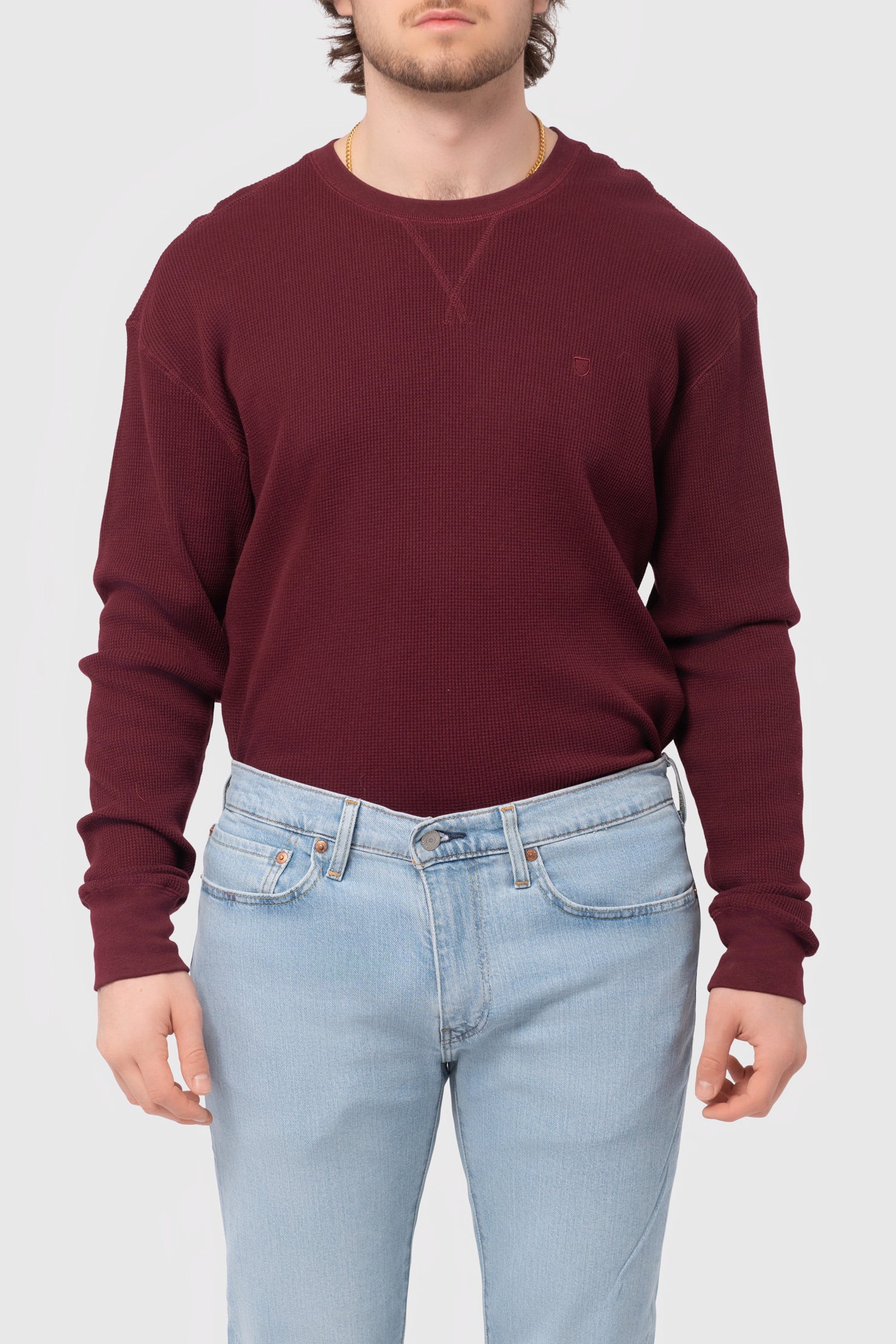 Men's Brixton Reserve Thermal L/S Tee in Mahogany