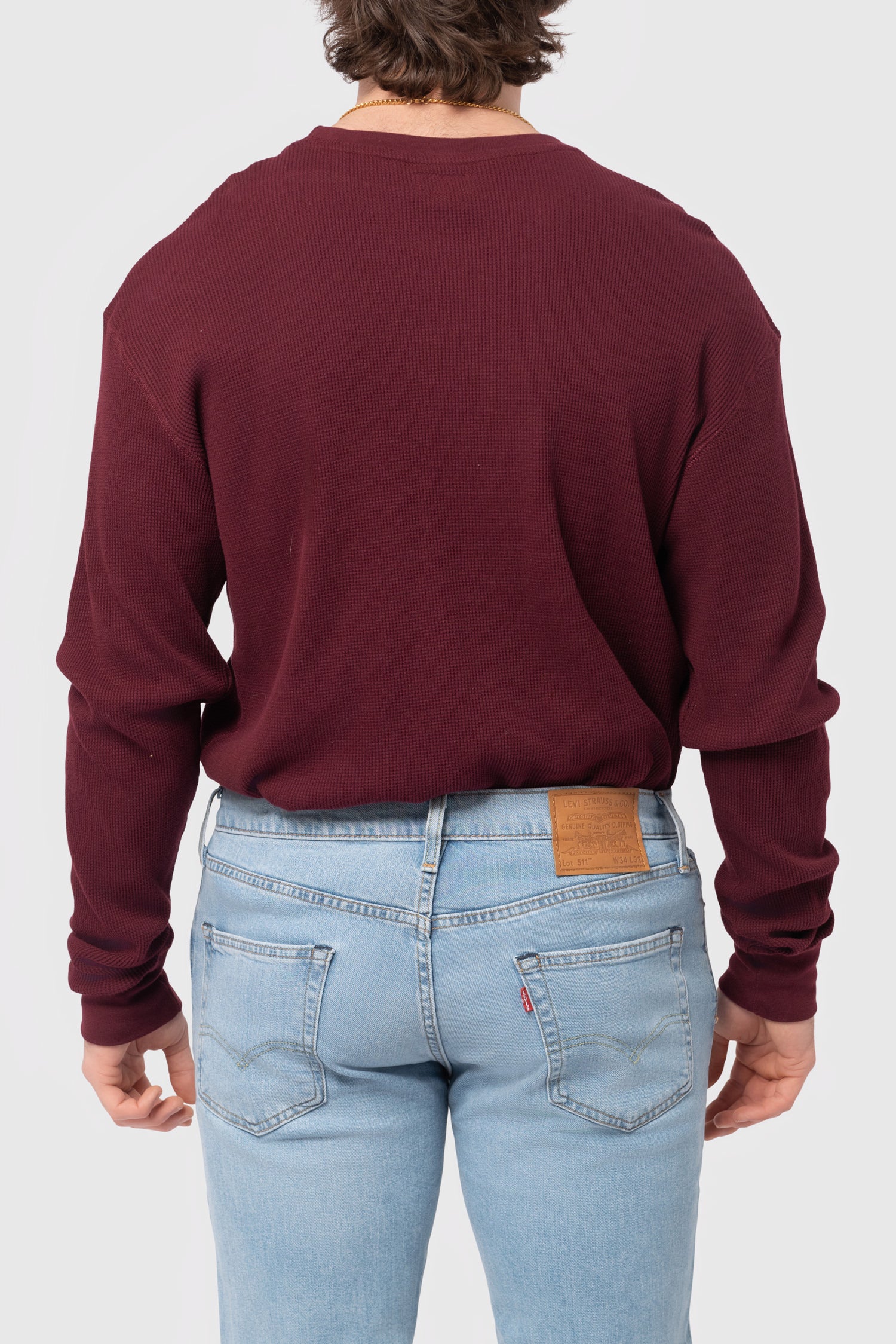 Men's Brixton Reserve Thermal L/S Tee in Mahogany