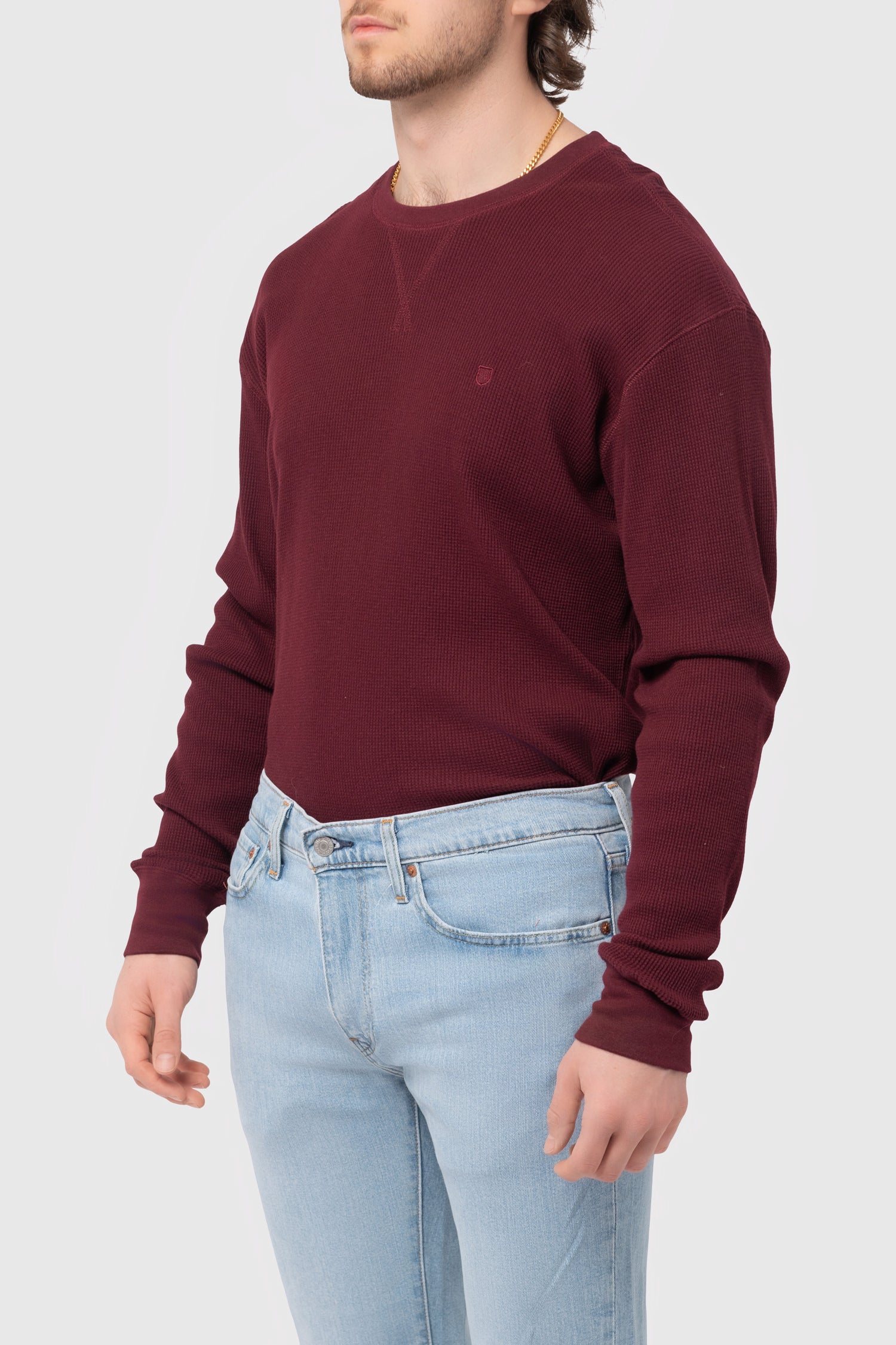Men's Brixton Reserve Thermal L/S Tee in Mahogany