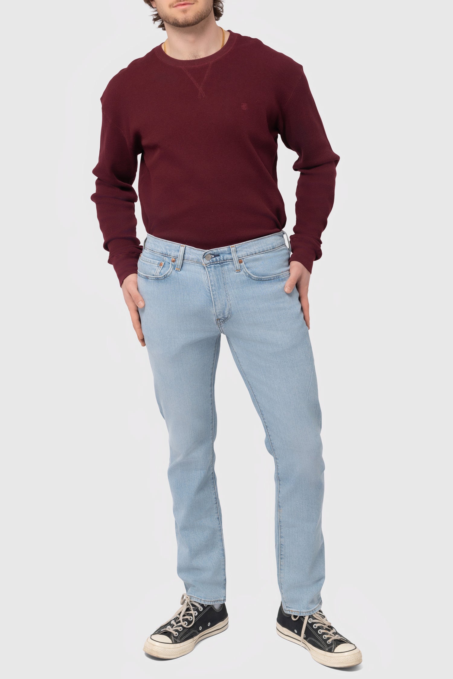 Men's Brixton Reserve Thermal L/S Tee in Mahogany