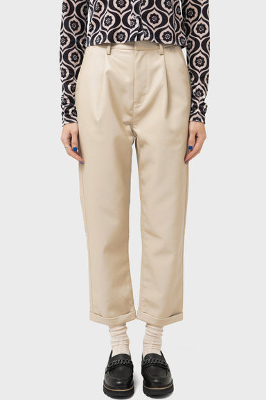 Women's brixton Aberdeen Leather Trouser Pant in Beige