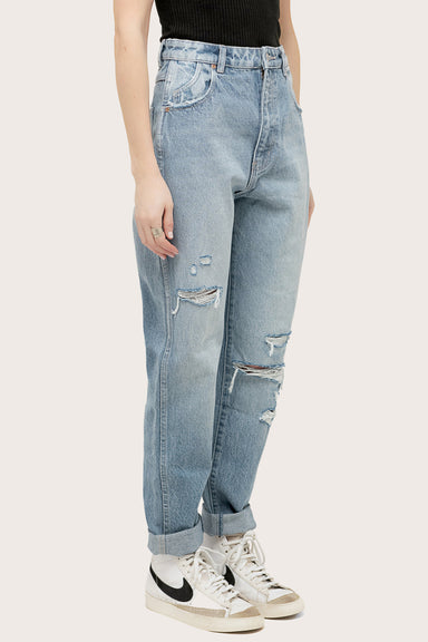 Women's Rollas Elle Jean in Distressed Garage Blue