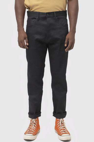 Men's Unbranded Relaxed Taper Fit Black Stretch Selvedge