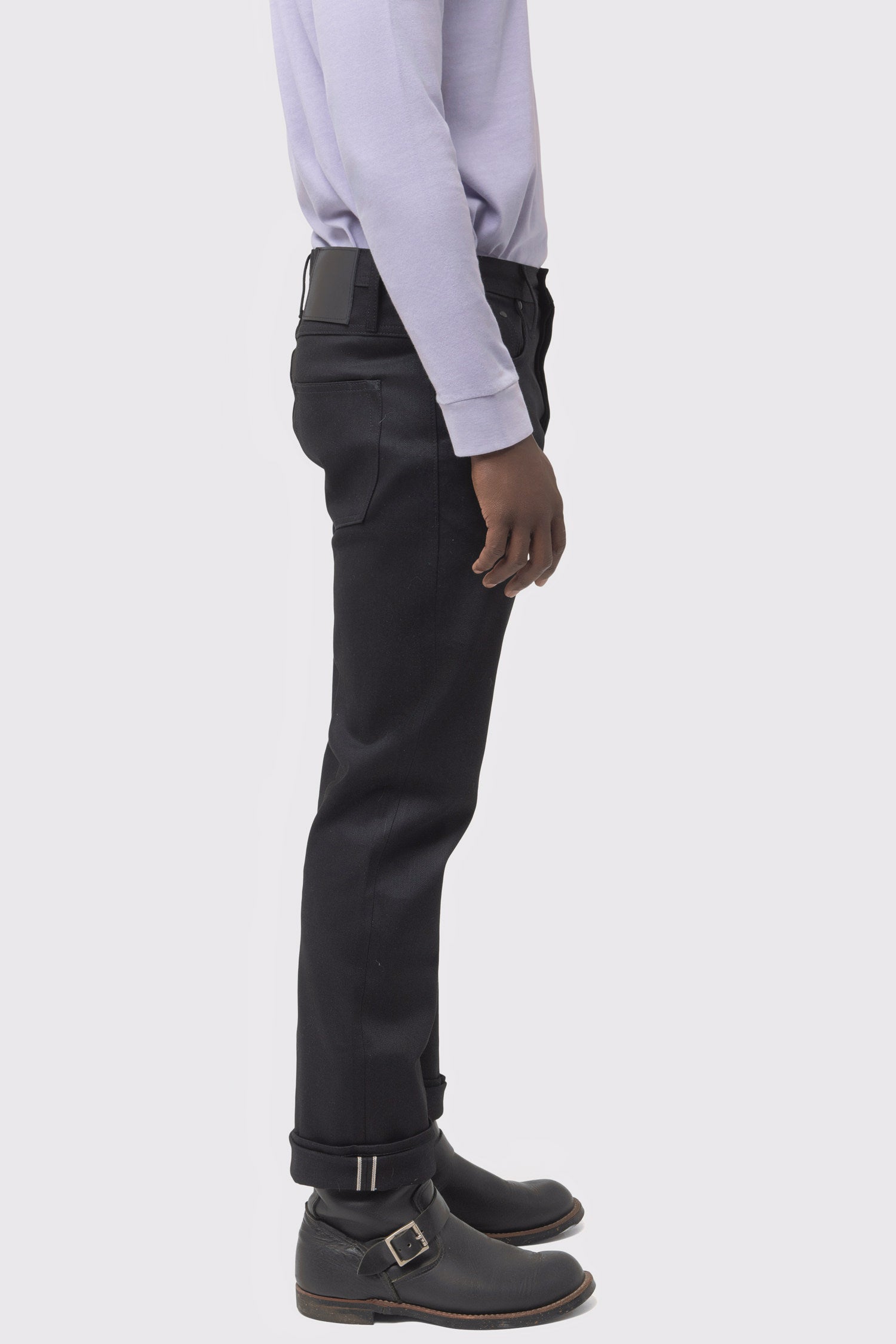 Men's Unbranded Straight Fit Black Stretch Selvedge Denim