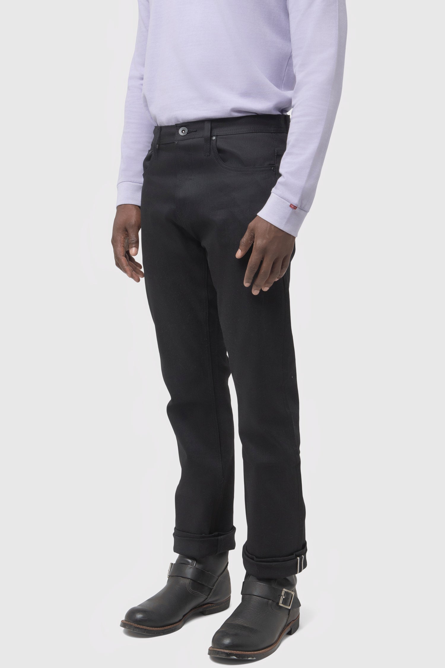 Men's Unbranded Straight Fit Black Stretch Selvedge Denim