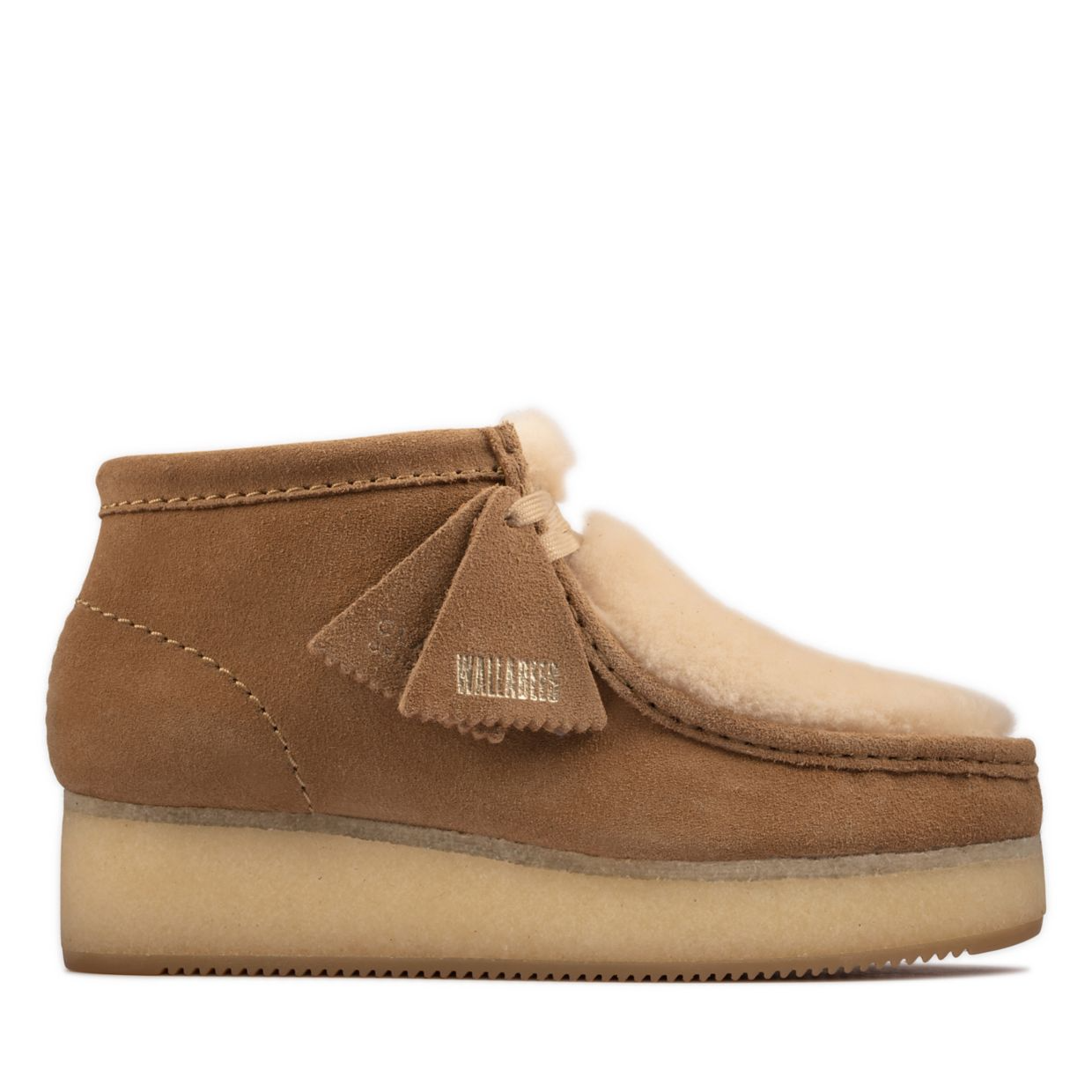 Women's Clarks Originals Wallabee Wedge in Light Tan Suede