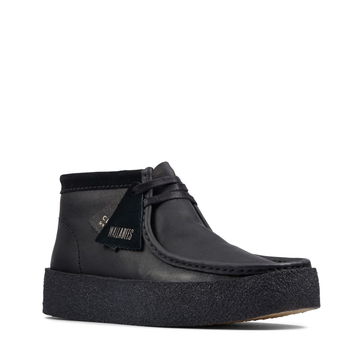 Women's Clarks Originals Wallabee Cup Boot in Black Leather